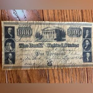 1840 Bank Note $1000